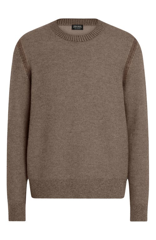 Zegna Oasi Seed Stitch Cashmere Sweater In Brown