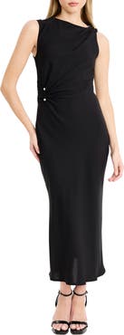 Donna Morgan Bit Detail Ruched Midi Dress