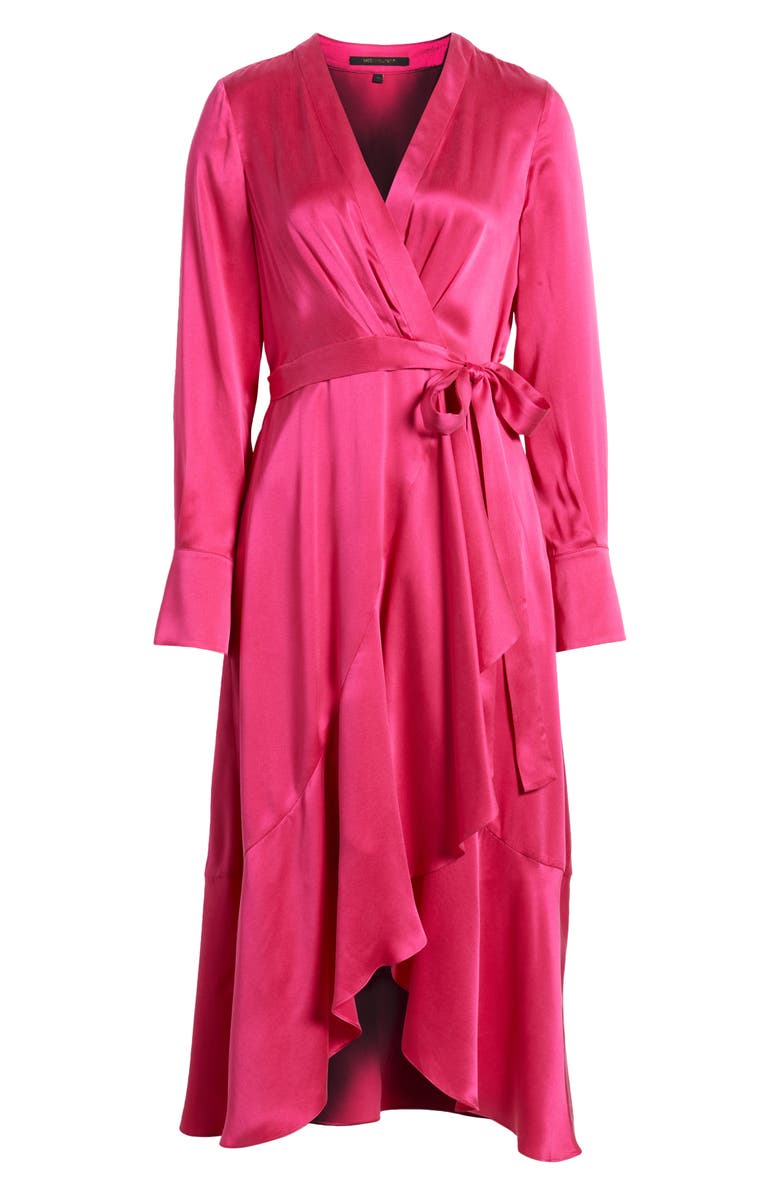 KOBI HALPERIN Victoria Long Sleeve Silk Faux Wrap Dress, Alternate, color, Hot Pink
