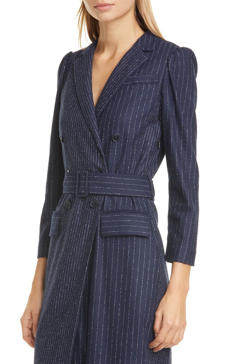 Tailored by Rebecca Taylor Mixed Pinstripe Long Sleeve Blazer Dress, Alternate, color,