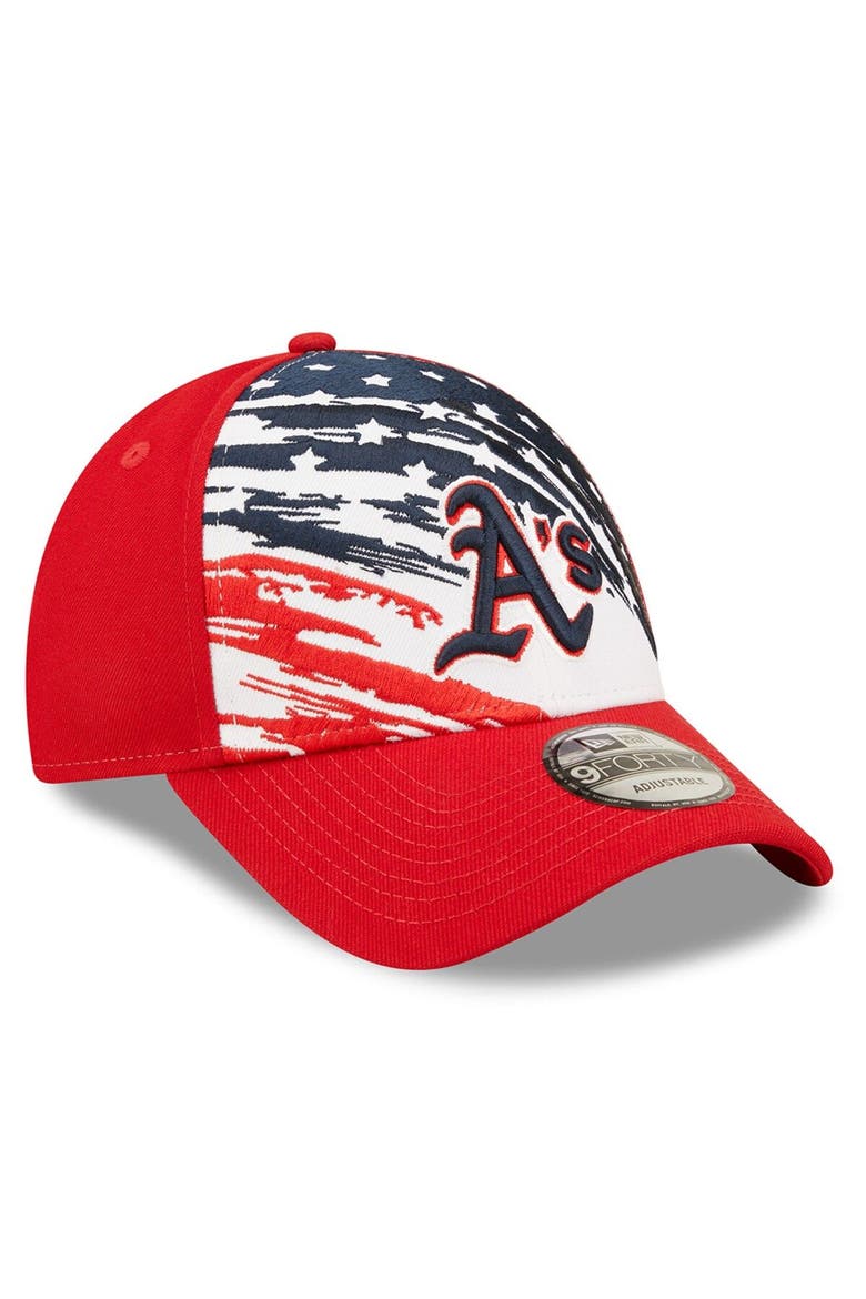 Men's New Era Red Oakland Athletics 2022 4th of July 9FORTY Snapback Adjustable Hat, Alternate, color, Red