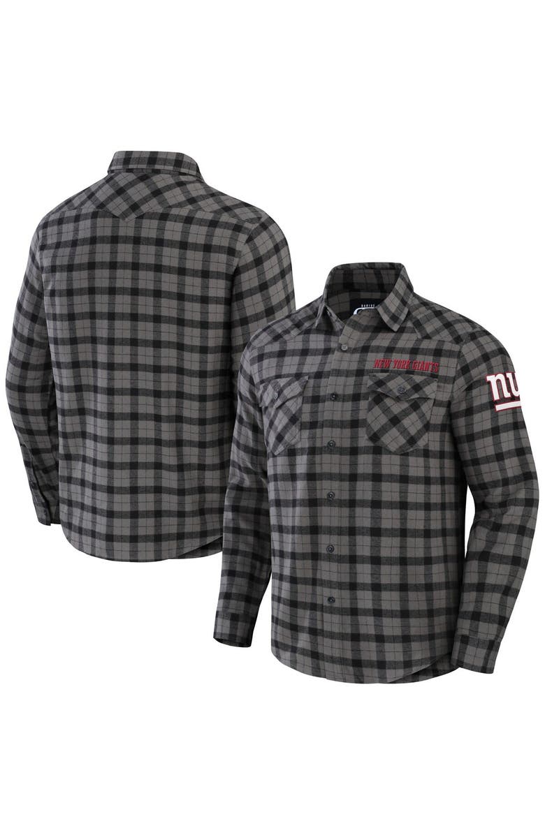 NFL X DARIUS RUCKER Men's NFL x Darius Rucker Collection by Fanatics Gray New York Giants Flannel Long Sleeve Button-Up Shirt, Alternate, color, 