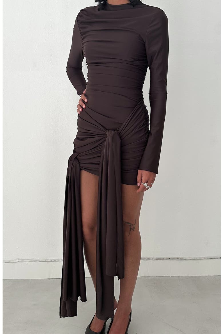 Sera Fitted Jersey Mini Dress, Alternate, color, Dark Brown