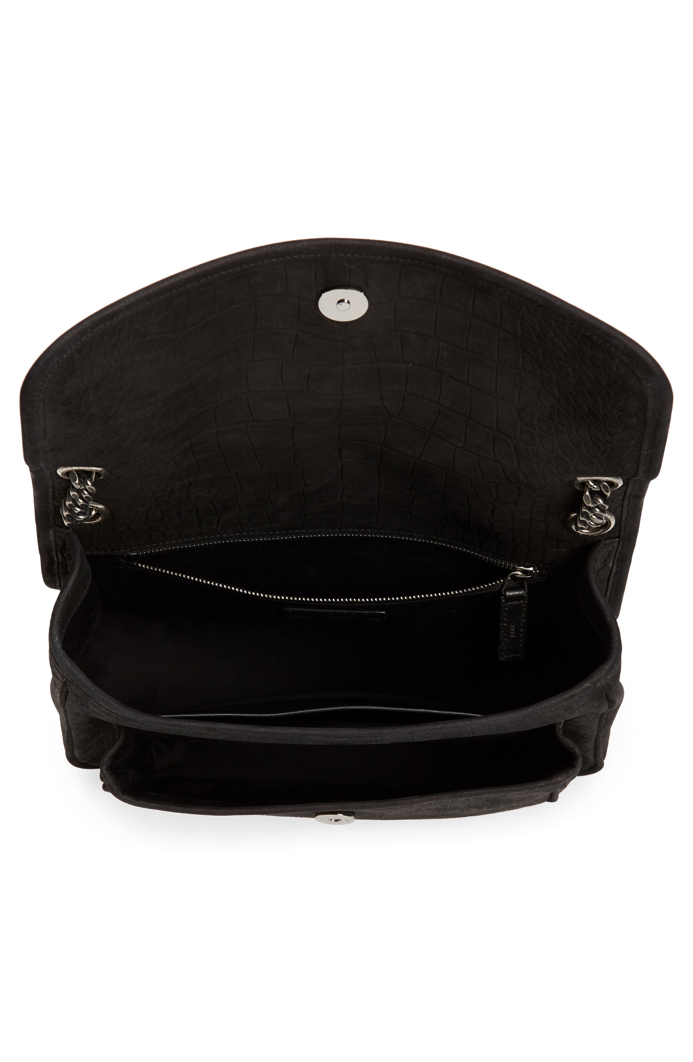 Saint Laurent Medium Niki Croc-Embossed Shoulder Bag, Alternate, color, 