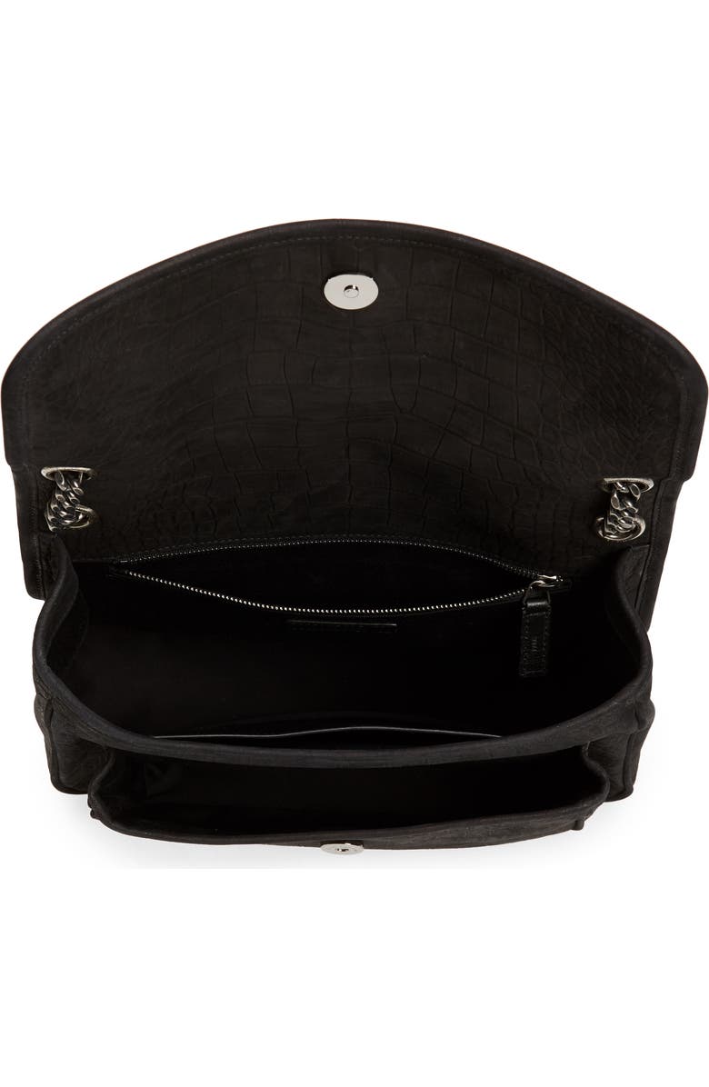 Saint Laurent Medium Niki Croc-Embossed Shoulder Bag, Alternate, color,