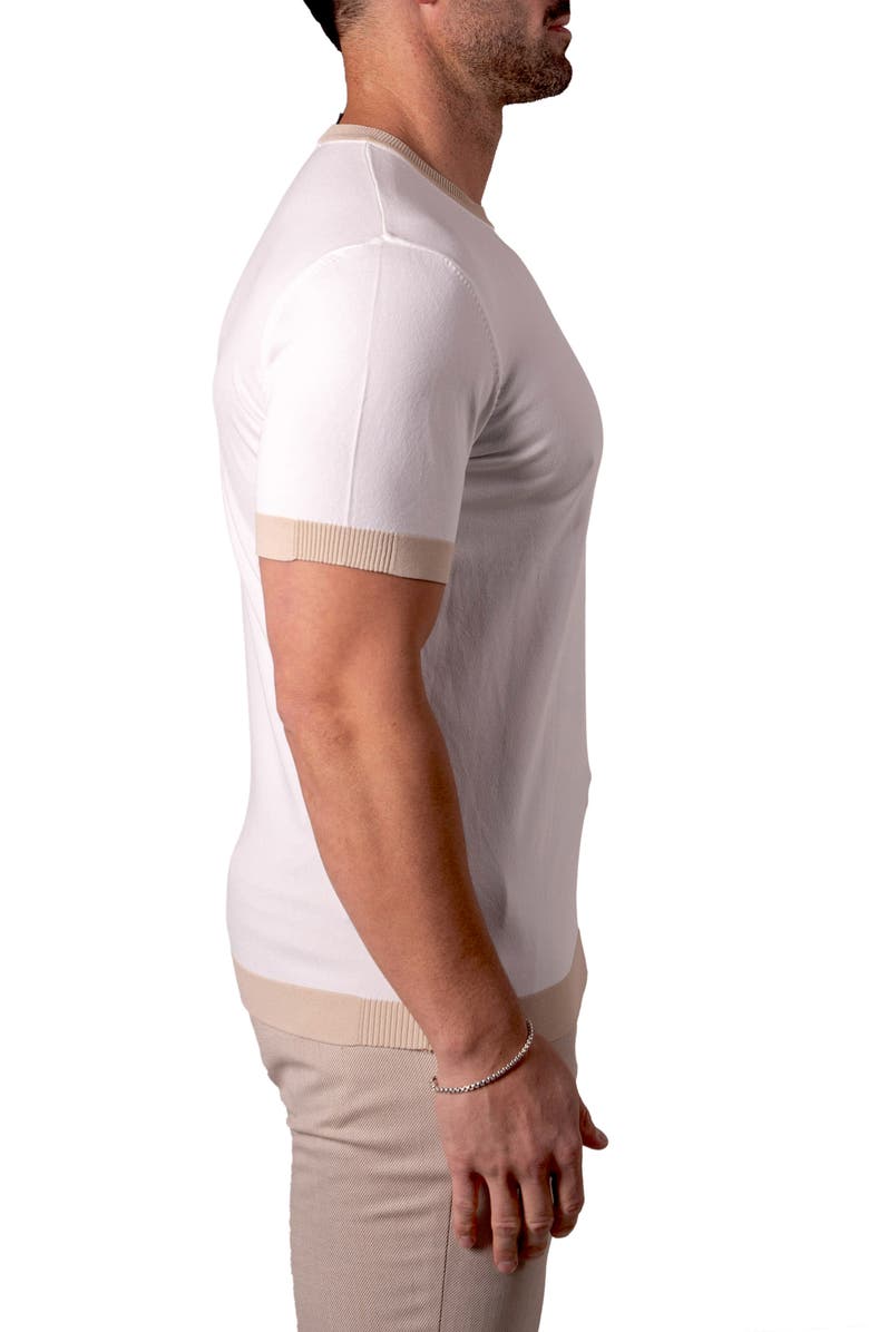 Maceoo Tipped Short Sleeve Sweater, Alternate, color, White