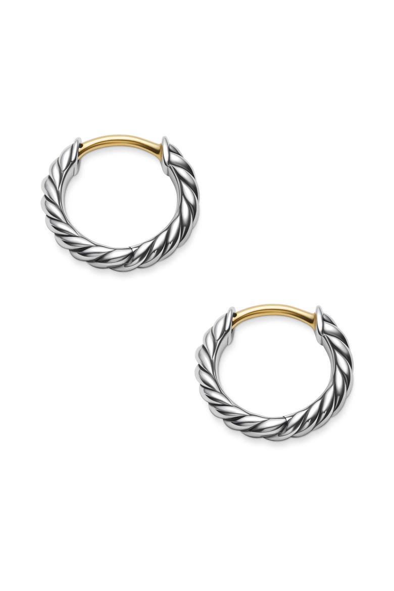 Sculpted Cable Micro Huggie Hoop Earrings in Sterling Silver, 12mm, Alternate, color, STERLING SILVER