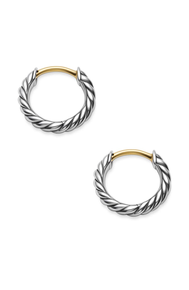 David Yurman Sculpted Cable Micro Huggie Hoop Earrings in Sterling Silver, 12mm, Alternate, color, Sterling Silver