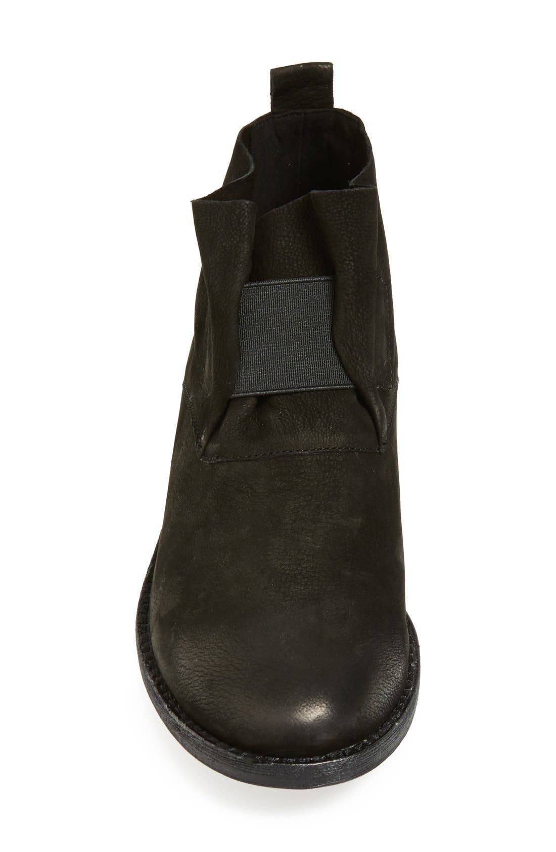 'Soul' Gathered Leather Bootie, Alternate, color, BLACK NUBUCK LEATHER