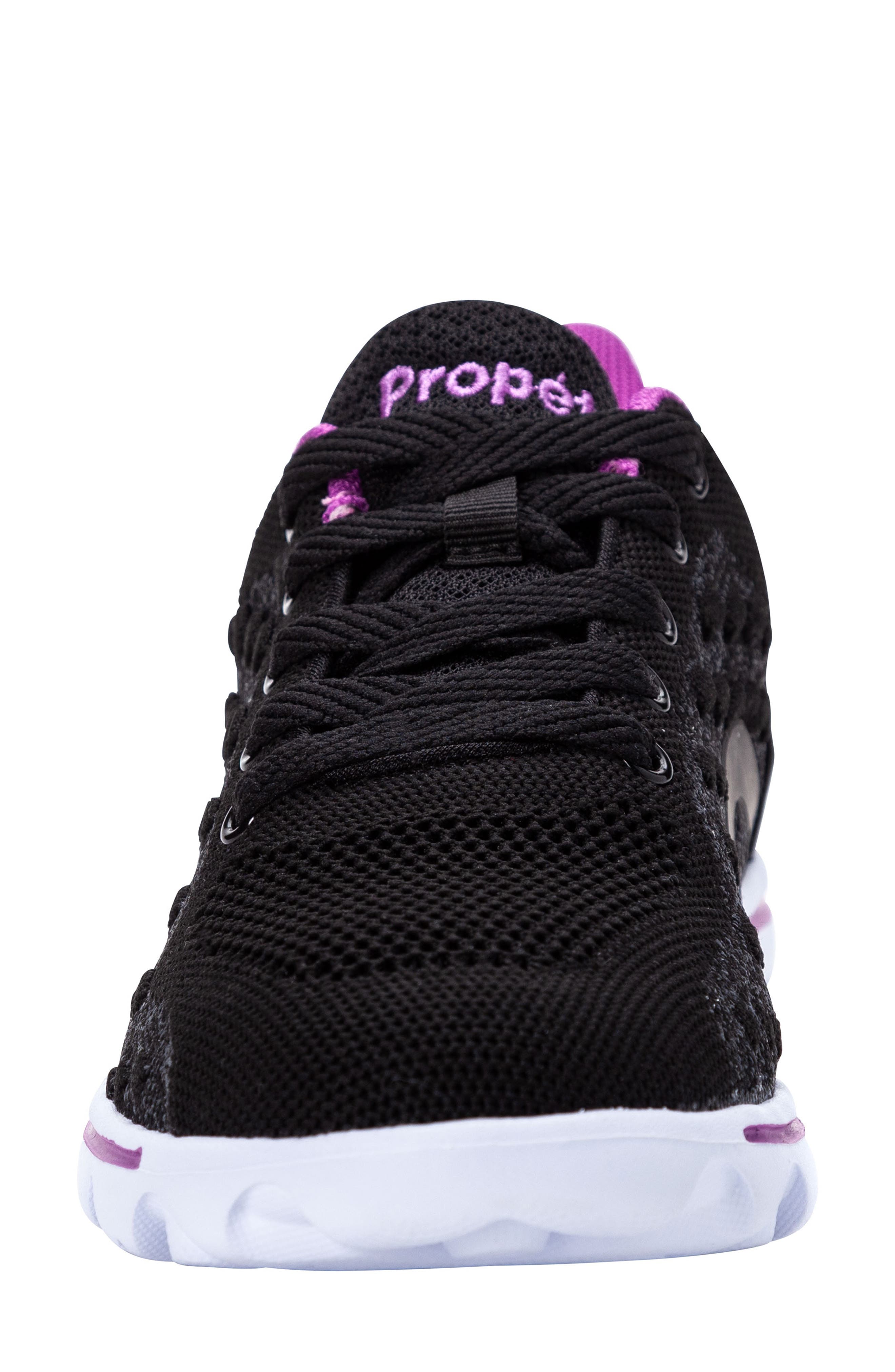 Propét TravelActiv Axial Lace-Up Sneaker, Alternate, color, Black/ Purple Fabric