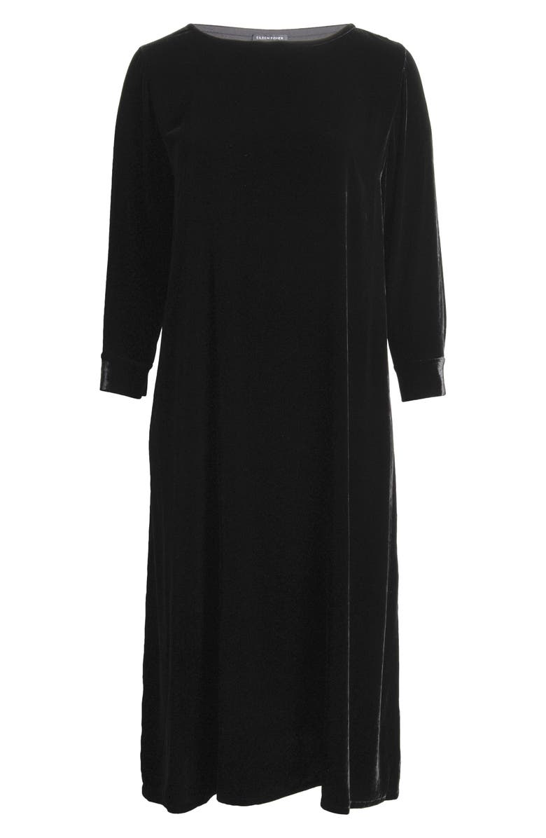 Eileen Fisher Bateau Neck Long Sleeve Velvet Maxi Dress, Alternate, color, 