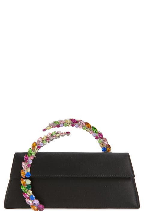 Karma Crystal Handle Satin Clutch