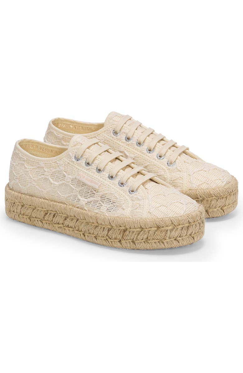 Superga 2740 Platform Crochet Rope, Alternate, color, White Avorio Natural