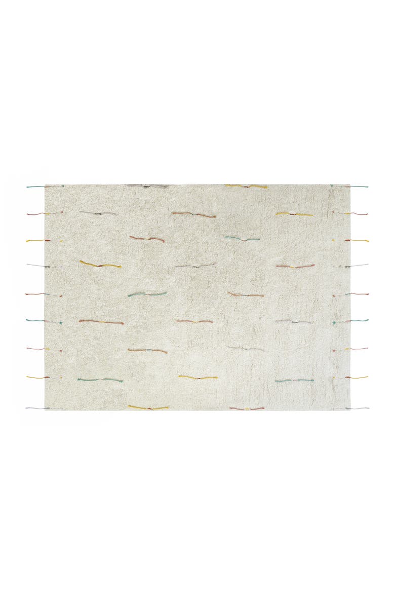 Wildflowers Fringe Trim Washable Cotton Blend Play Rug, Alternate, color, NATURAL