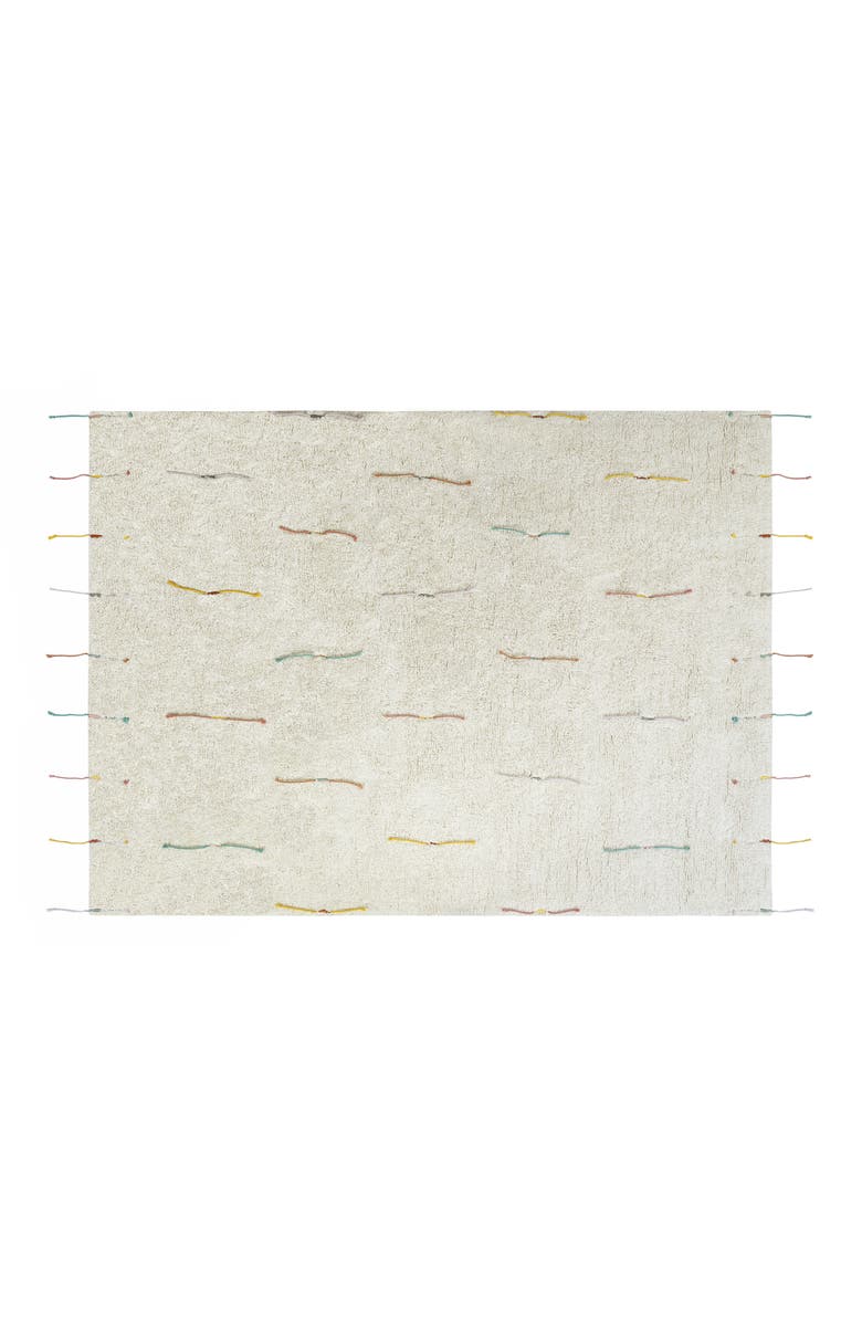 Lorena Canals Wildflowers Fringe Trim Washable Cotton Blend Play Rug, Alternate, color, Natural