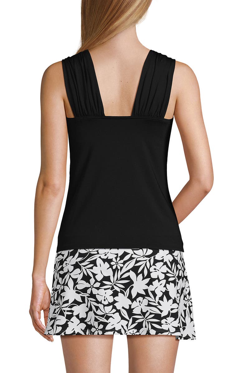 Lands' End Chlorine Resistant Cap Sleeve High Neck Tankini Swimsuit Top, Alternate, color,