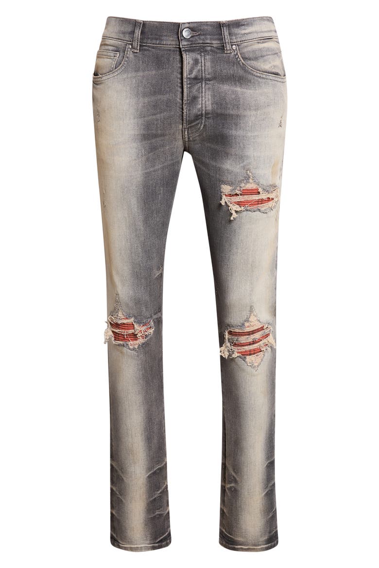 MX1 Flannel Patch Ripped Skinny Jeans, Alternate, color, PERFECT ANTIQUE BLACK