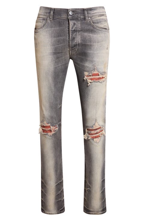 MX1 Flannel Patch Ripped Skinny Jeans