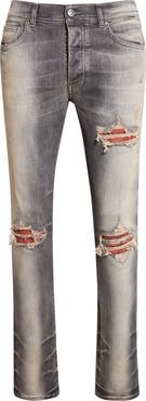 AMIRI MX1 Flannel Patch Ripped Skinny Jeans