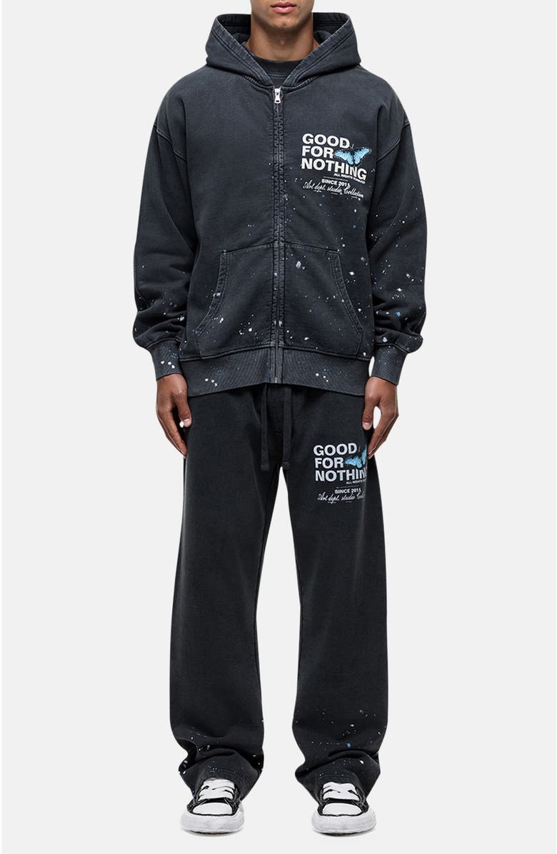 Good For Nothing Studio Paint Butterfly Zip Hoodie, Alternate, color, Black