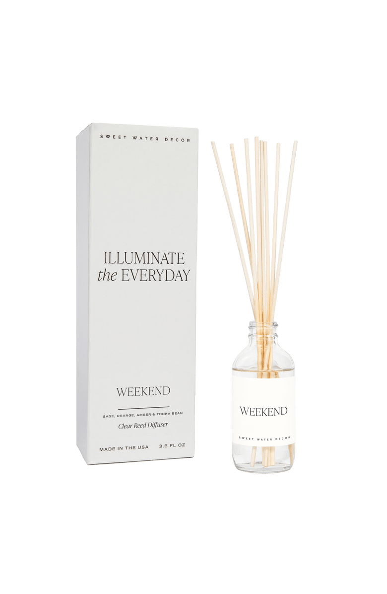 SWEET WATER DECOR Clear Glass Reed Diffuser - Woods & Earthy Scents, Main, color, Weekend