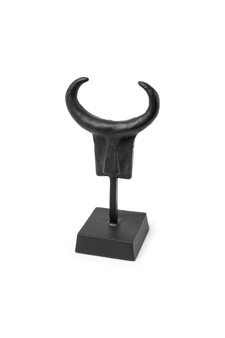 Caleb 4L x 5W Metal Tribal Figurine, Main, color, Black