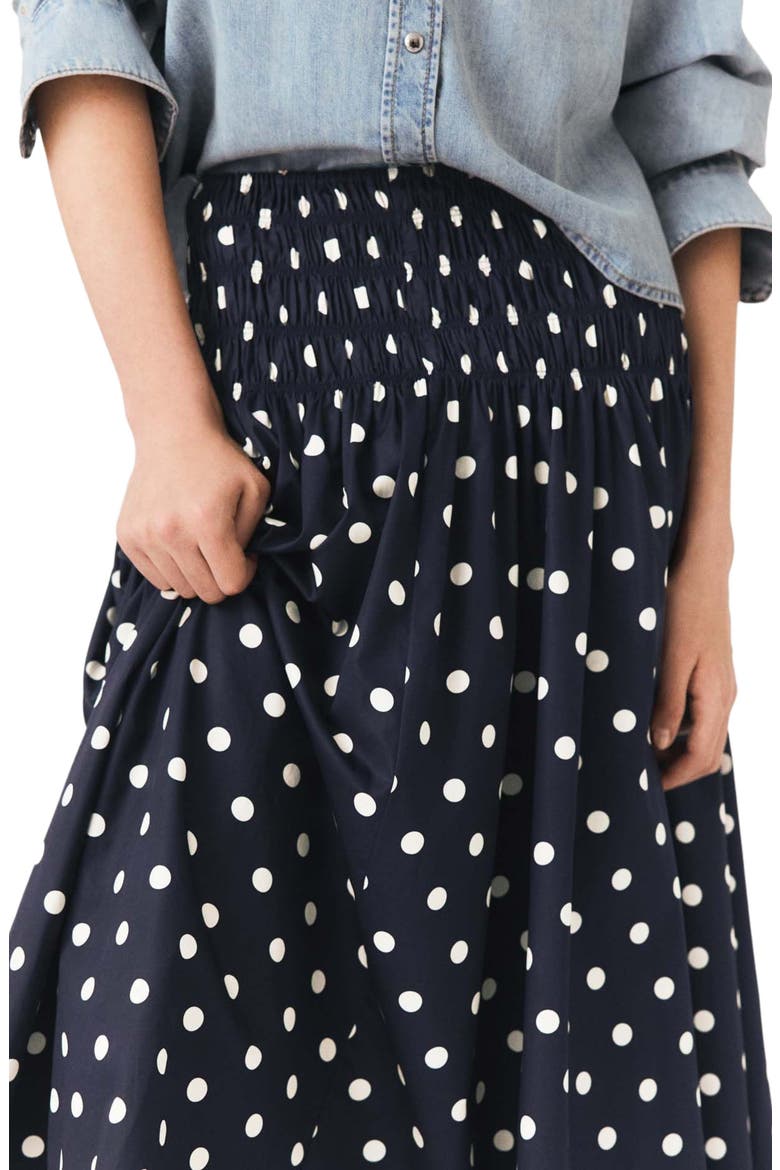 Long cotton skirt, Alternate, color, Navy dots print