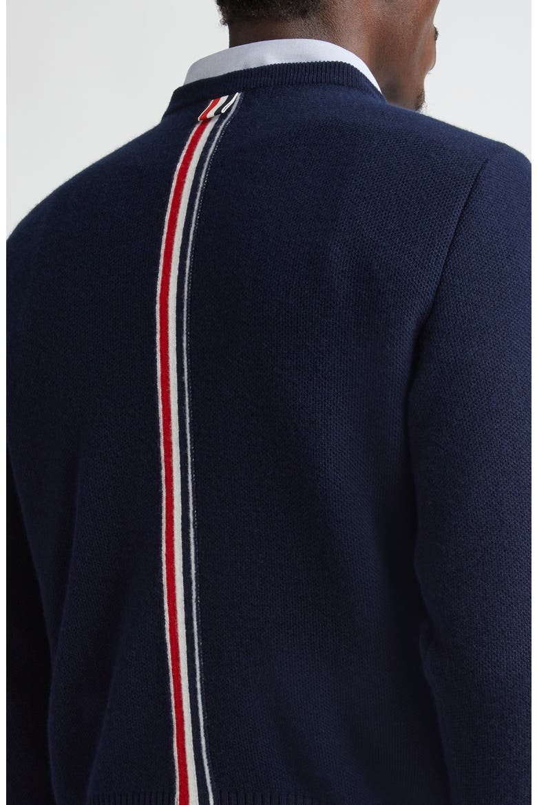 Washed Wool Piqué Sweater, Alternate, color, NAVY