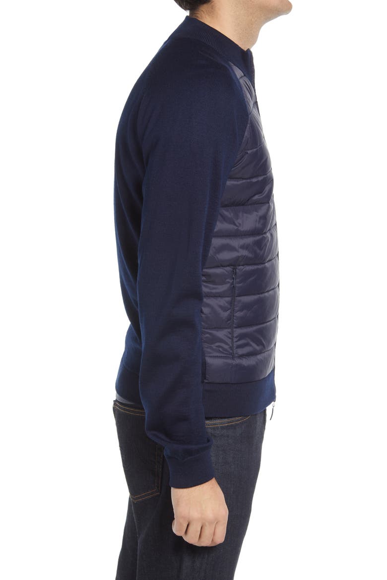 Lantana Mix Media Quilted Wool Blend Jacket, Alternate, color, NAVY