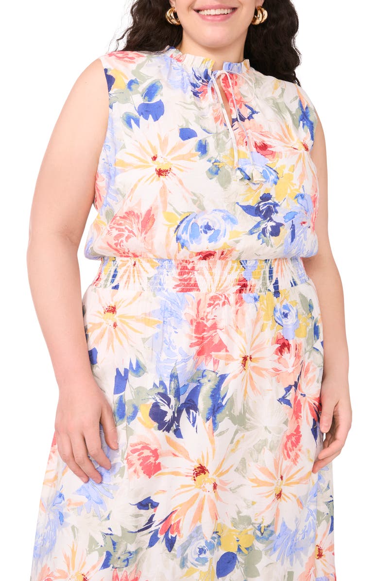 Vince Camuto Floral Tiered Smocked Waist Maxi Dress, Alternate, color,