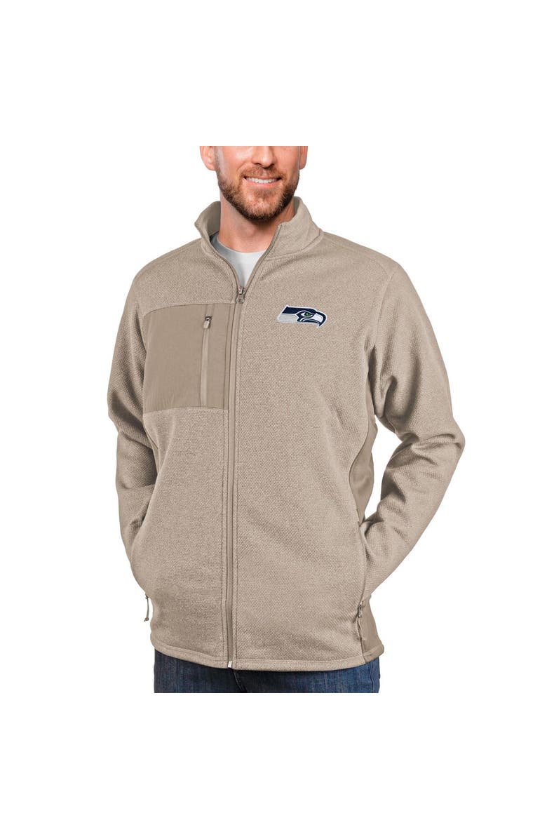 ANTIGUA Men's Antigua Oatmeal Seattle Seahawks Course Full-Zip Jacket, Alternate, color, 