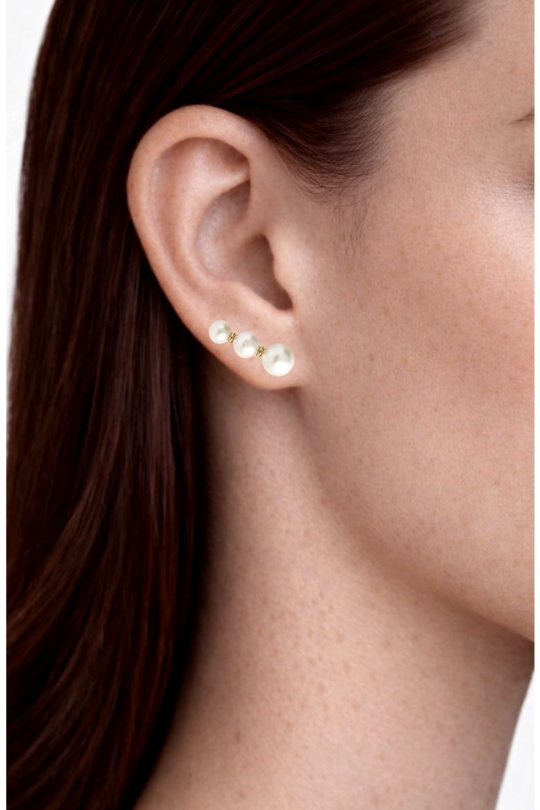 Imitation Pearl Linear Drop Earrings, Alternate, color, GOLD