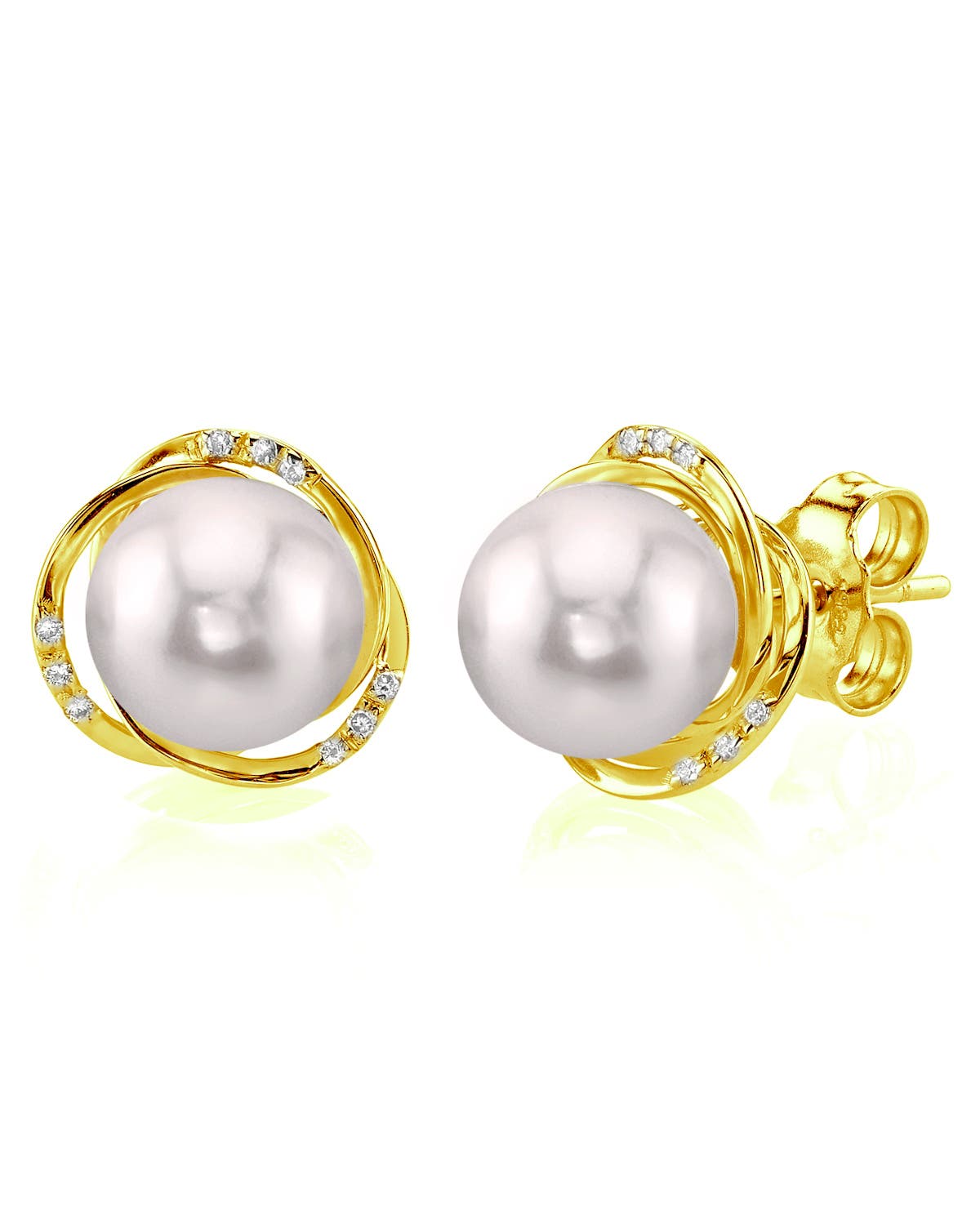 The Pearl Source White South Sea Pearl And Diamond Lexi Earrings In Yellow Gold