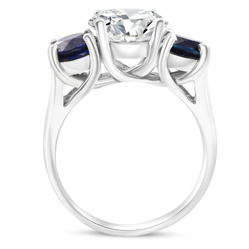Bliss Diamond Certified 4ct Diamond & Blue Sapphire Engagement Ring 14k Gold Lab Grown In 14k White Gold
