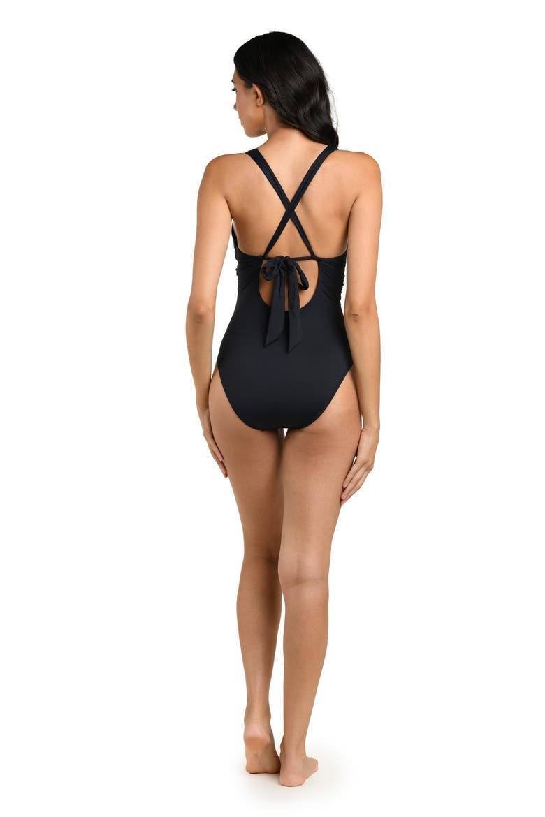 Island Plunge One-Piece Swimsuit, Alternate, color, BLACK