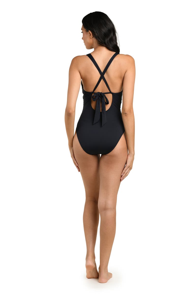La Blanca Island Plunge One-Piece Swimsuit, Alternate, color, Black