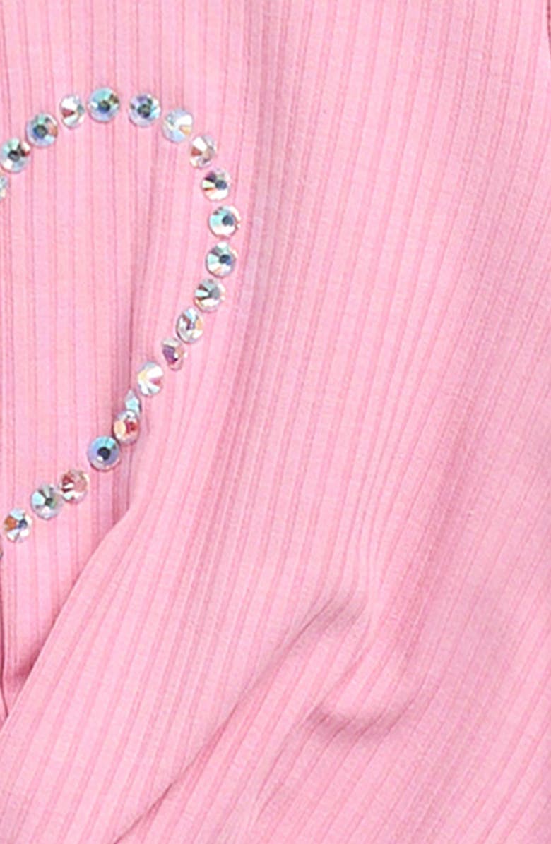 Truly Me Kids' Crystal Heart Rib Top, Alternate, color, Bright Pink