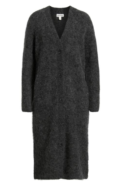 Nordstrom Long Fuzzy Alpaca Blend Cardigan In Black