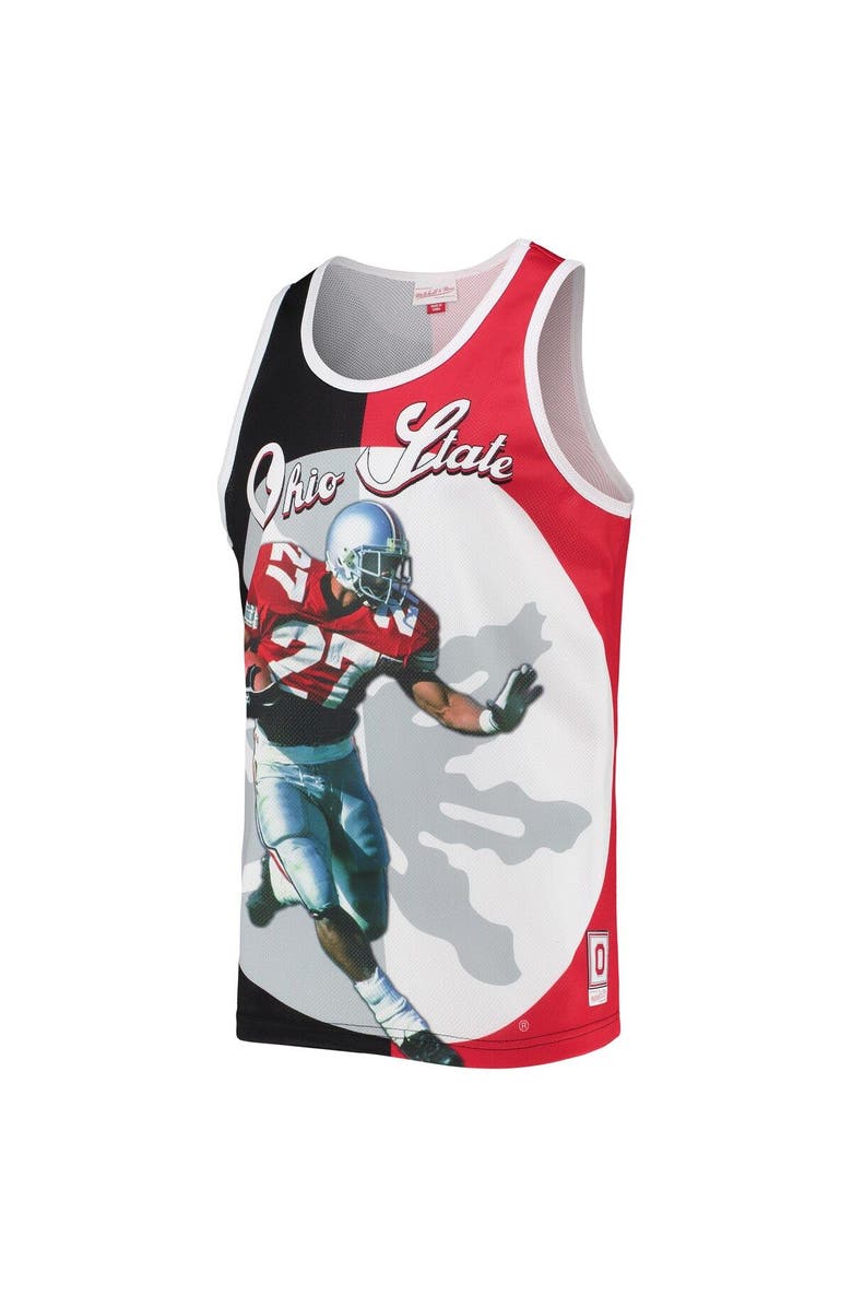 Mitchell & Ness Men's Mitchell & Ness Eddie George Black/Scarlet Ohio State Buckeyes Sublimated Player Tank Top, Alternate, color, 