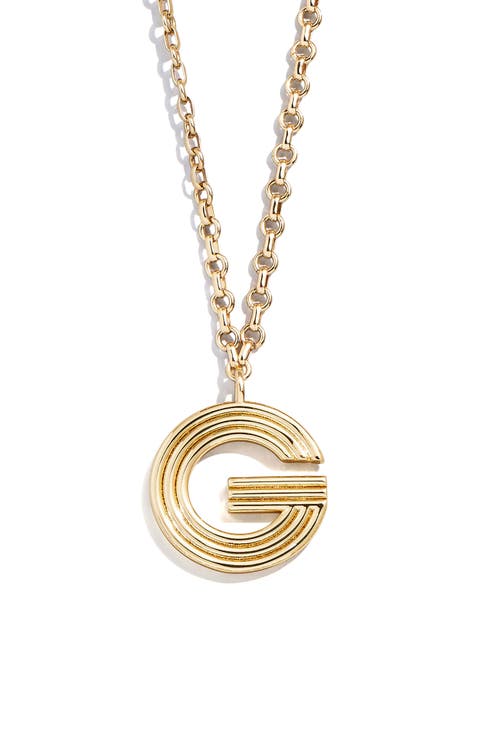 Oversize Etched Letter Initial Pendant Necklace
