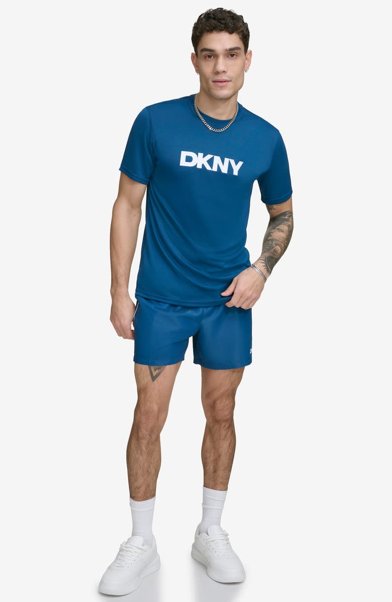 DKNY Short Sleeve Rashguard, Alternate, color, Poseidon