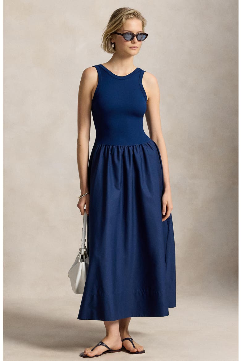 Mixed Media Sleeveless Dress, Alternate, color, EAST SIDE ROYAL