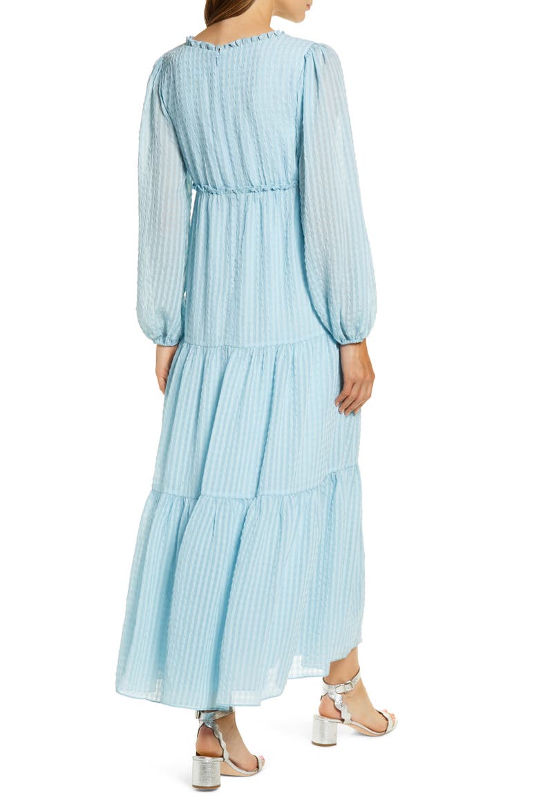 Tiered Long Sleeve Maxi Dress, Alternate, color, BLUE DREAM