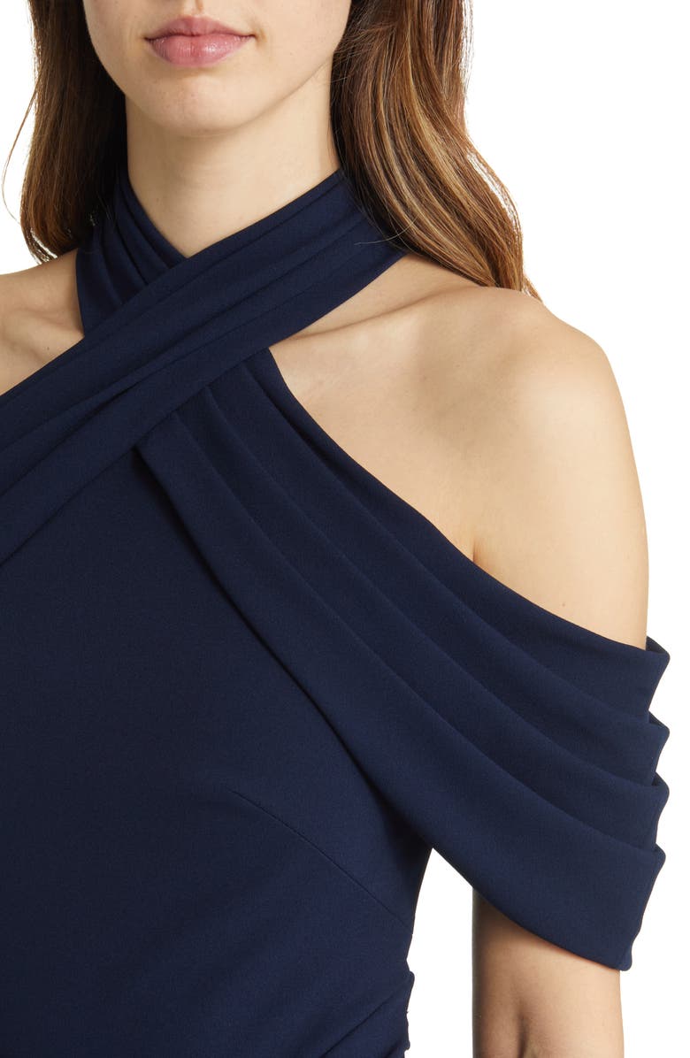 Tadashi Shoji Cold Shoulder Crepe Gown, Alternate, color,