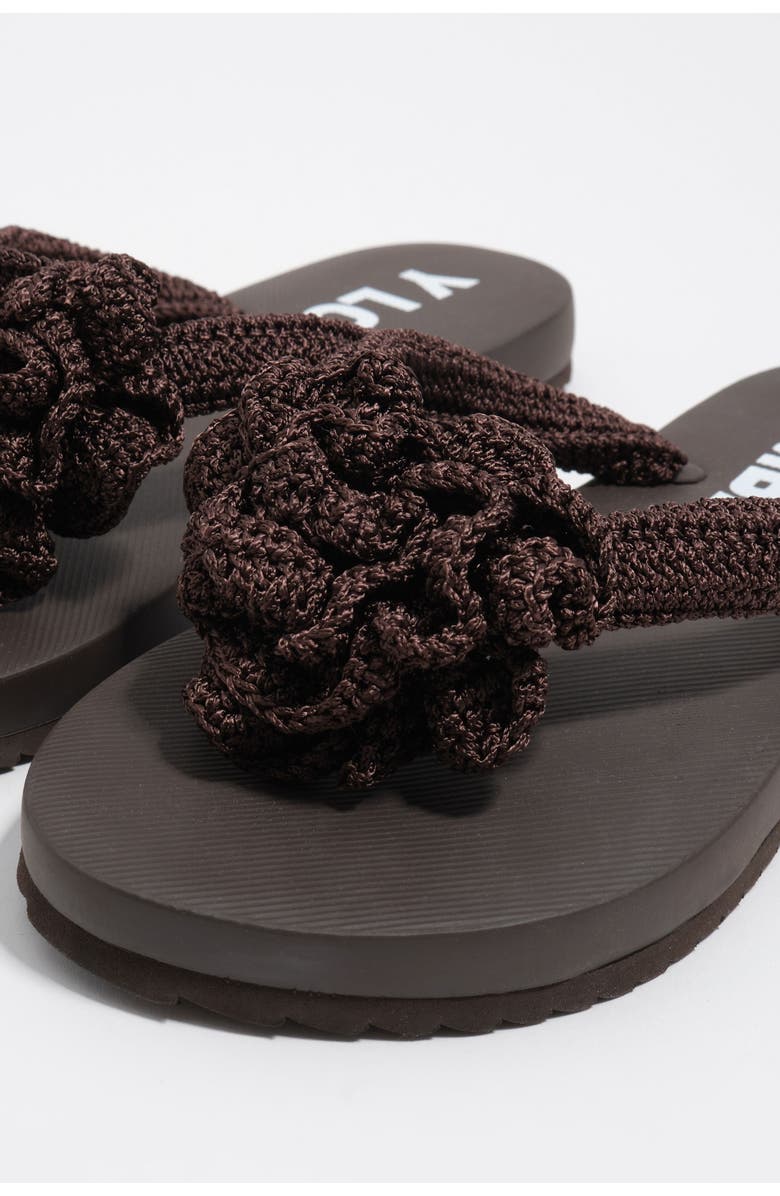 Bimba y Lola Crochet Flower Flip-Flop, Alternate, color, Dark Brown