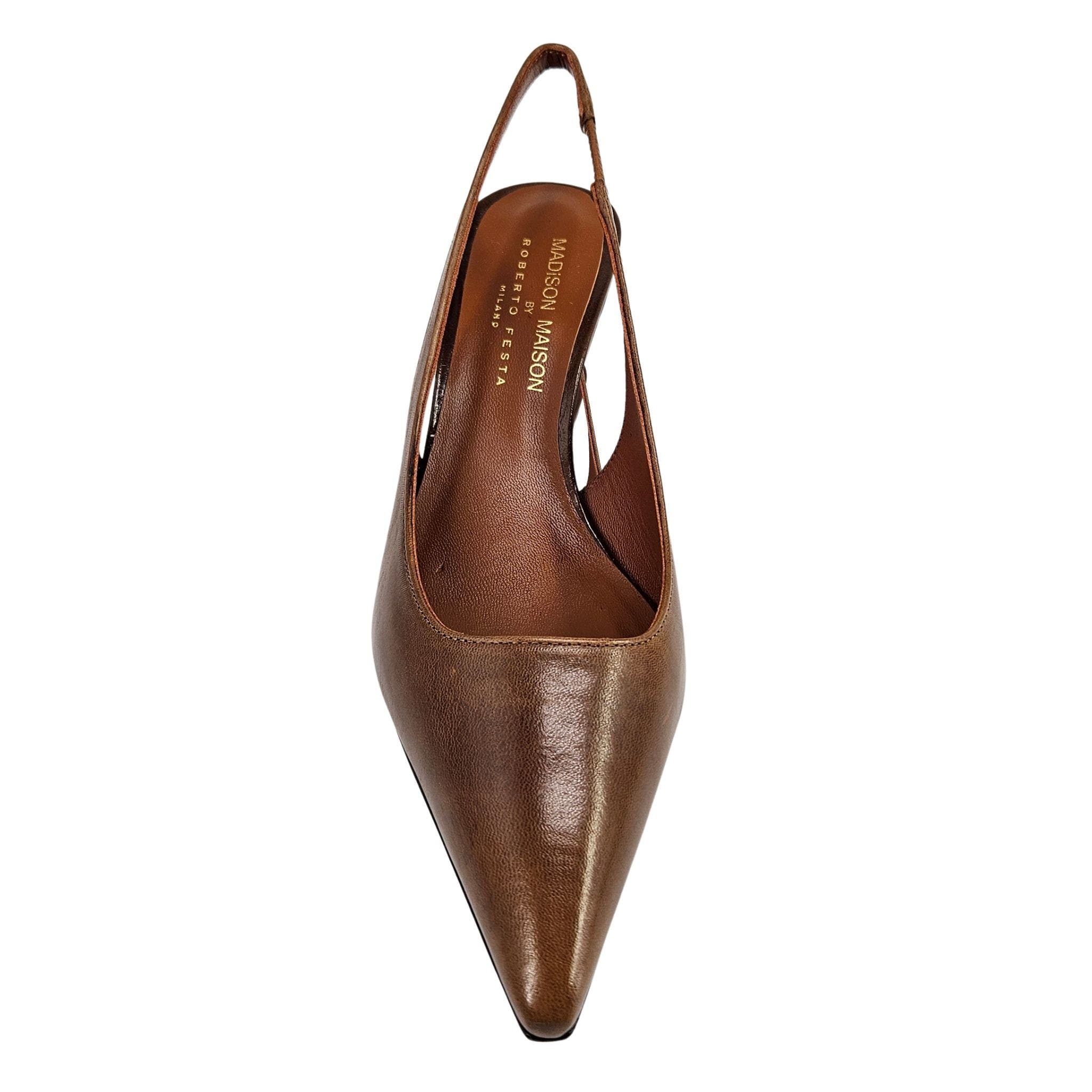 x Roberto Festa Loux  Wedge, Alternate, color, cognac
