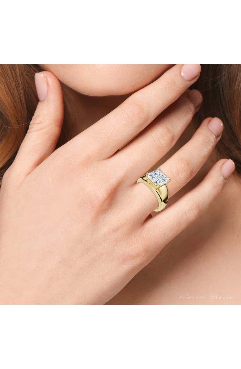 Bliss Diamond Certified 3Ct Asscher Cut Solitaire Cigar Band 14k Gold or Platinum Lab Grown, Alternate, color, 14K Yellow Gold