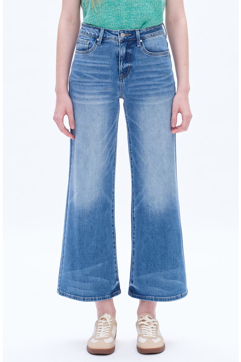 High Waist Ankle Wide Leg Jeans, Main, color, MEDIUM BLUE