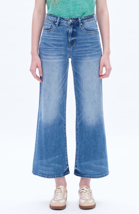 High Waist Ankle Wide Leg Jeans (Plus)