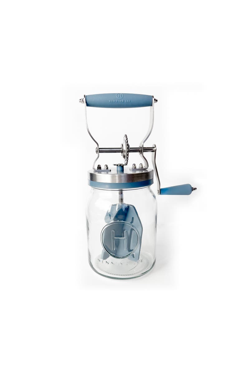 Henning Lee Manual Glass Butter Churner with Jar, 32 ounce, Main, color, Blue